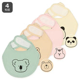 西松屋嬰兒領圍可調式圍兜口水肩套裝-考拉、熊、松鼠、熊貓 4件裝